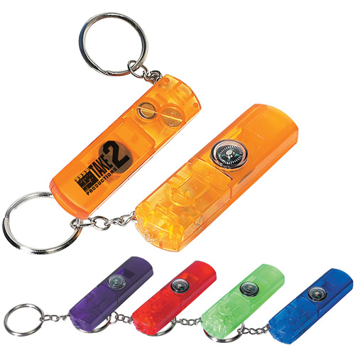 Whistle, Light, and Compass Keychain
